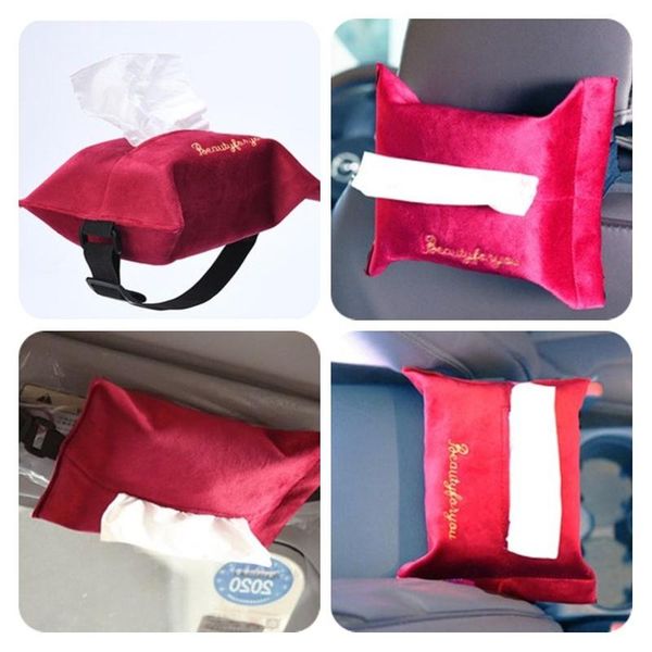 

tissue boxes & napkins ins velvet thorn car paper pumping box household hanging storage bag fabric towel cover organizer