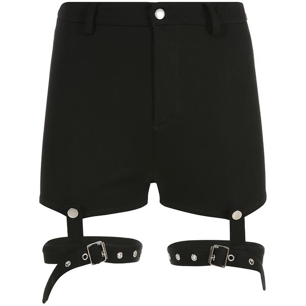

bandage high waist shorts black 2019 summer short pants women casual harajuku zipper mini shorts button, Black;white