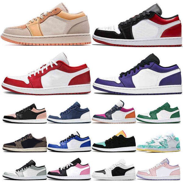

2021 womens mens jumpman 1 low atomic orange basketball shoes 1s dio travis gym red arctic punch unc paris crimson tint designers trainers, Black