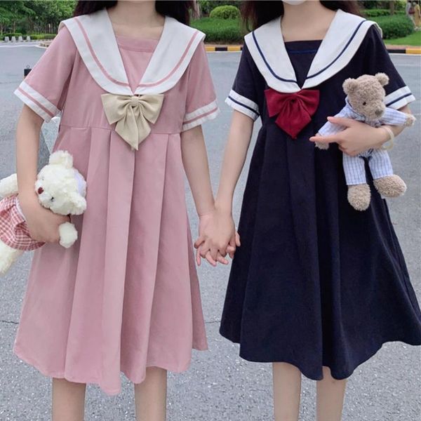

clothing sets japanese-style college style jk navy sailor collar short-sleeved girlfriends dress women summer 2021, White