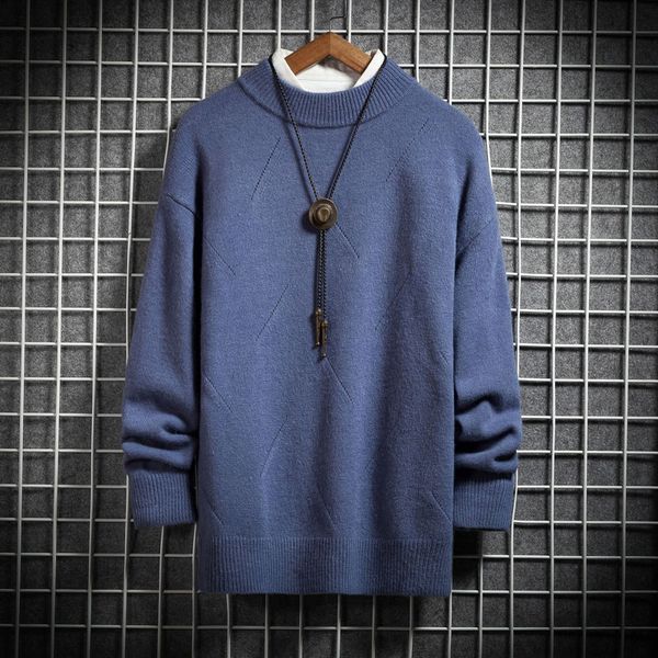 

new brand 2021 korean fashion mens spring autumn o-neck knitted clothes solid color casual black sweater pullovers taau, White;black