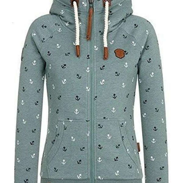 

autumn winter hooded plush printed sweater coat, Black;brown