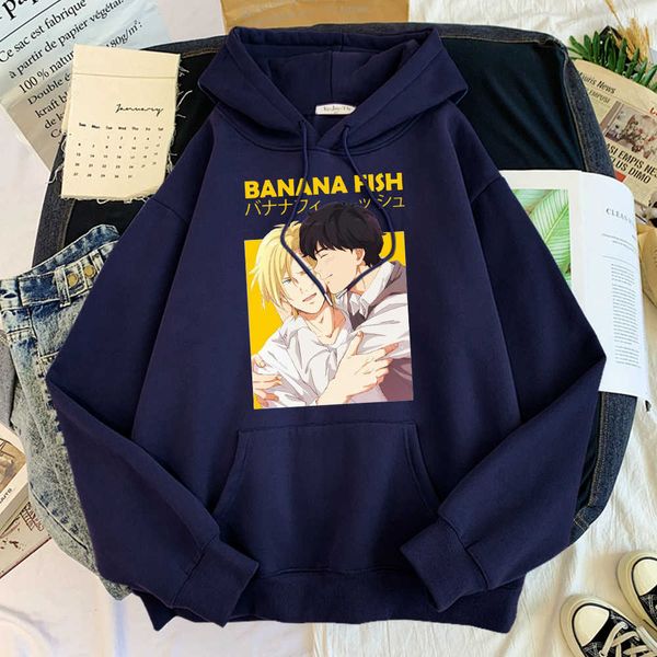 Anime Banana Fish Cinza Lynx Hoodie Mens Solto Vintage Sueter Hip Hop Streetwear Pulôver Para Mens Morno Tracksuit Male Y0804