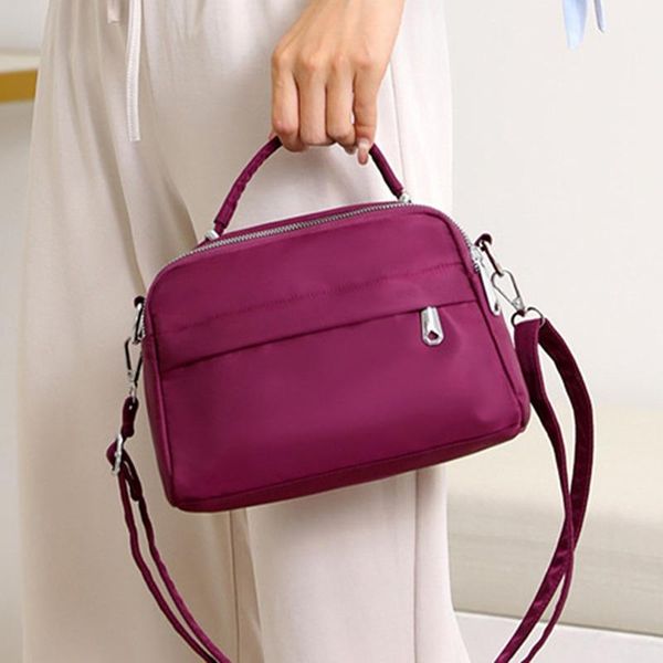 

2021 waterproof oxford shoulder messenger bag solid color casual bag zipper pocket handbag travel female crossbody bags