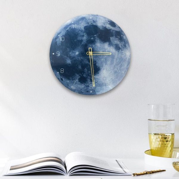

wall clocks funlife blue marble clock,creative modern home decor decorative clock silence quartz sweep movement for bedroom living room
