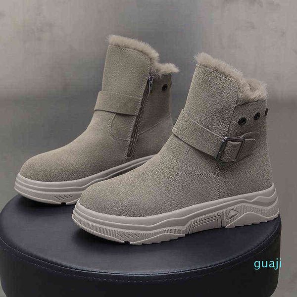 

winter boots fur ankle snow women khaki black shoes female designer warm short 8501
