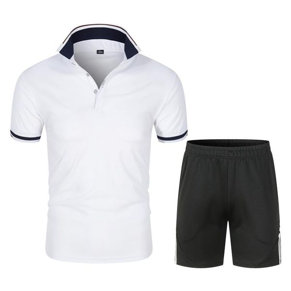 

men's casual shirts summer sets 2021 tracksuit fashion male brand business golf shirt mens clothing 2 pieces sweatsuit, White;black