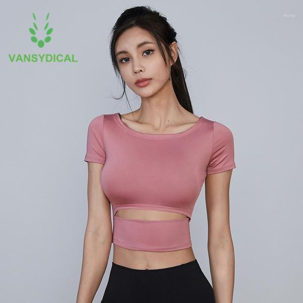 

women gym yoga shirts cropped hollow summer sports workout short sleeve quick dry fitness training jogging sportswear outfit