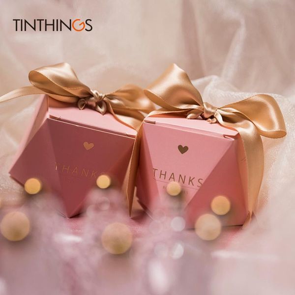 

creative candy box wedding gift packaging ribbon chocolate cookie pink candy boxes baby shower festive birthday party supplies
