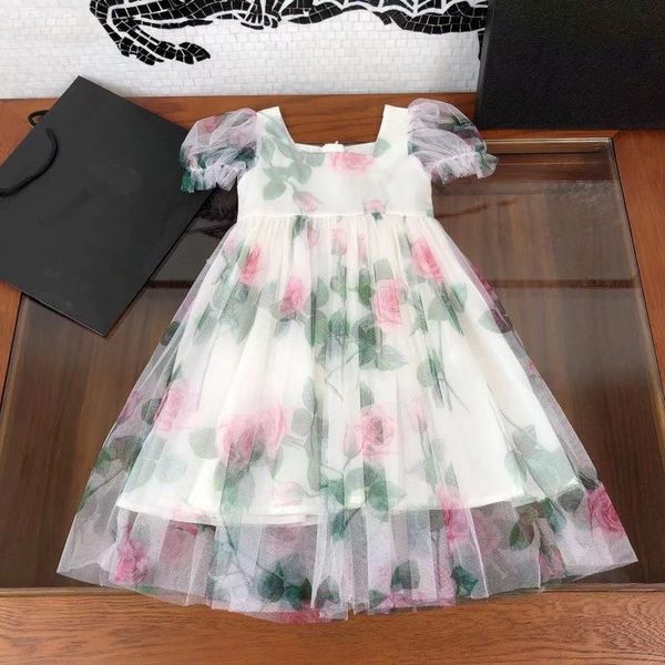 

2021 summer chiffon baby dress kids girl princess flower tutu party dress retail clothes, Red;yellow