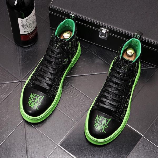 

hip hops men breathable sneakers vulcanize boots male yellow green casual boots tenis masculino da011, Black