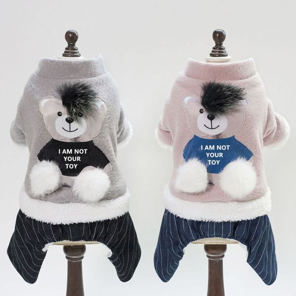 

pet dog clothing autumn winter handsome bear four leg cotton padded cloth