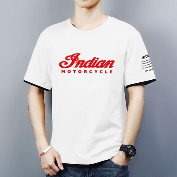 

men's t-shirts 2021 summer motorcycle round collar fashion contrast color trend sports t-shirt comfortable 3 colors cotton, White;black