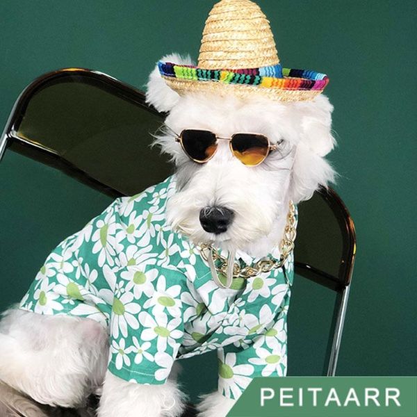 

dog apparel [peitaarr] pet supplies clothing clothes shirts summer thin section chrysanthemum shirt small daisies pure cotton