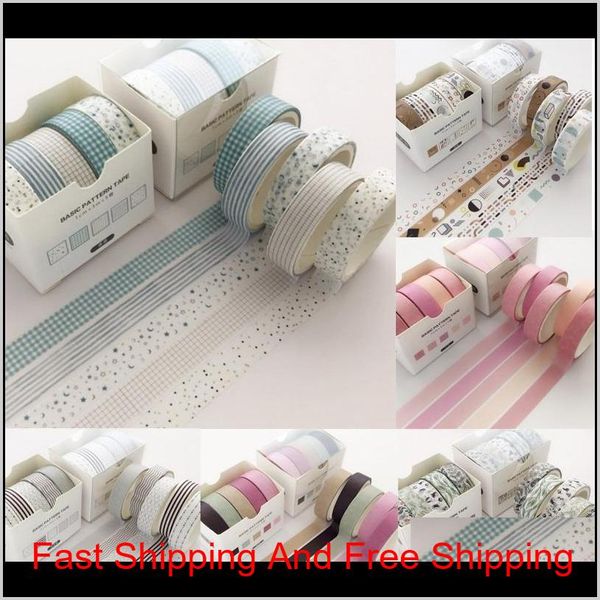 

5 pcs/pack grid creative colorful decorative adhesive tape masking washi tape scrapbooking sticker label school office supply 2016 7hm pa4ff