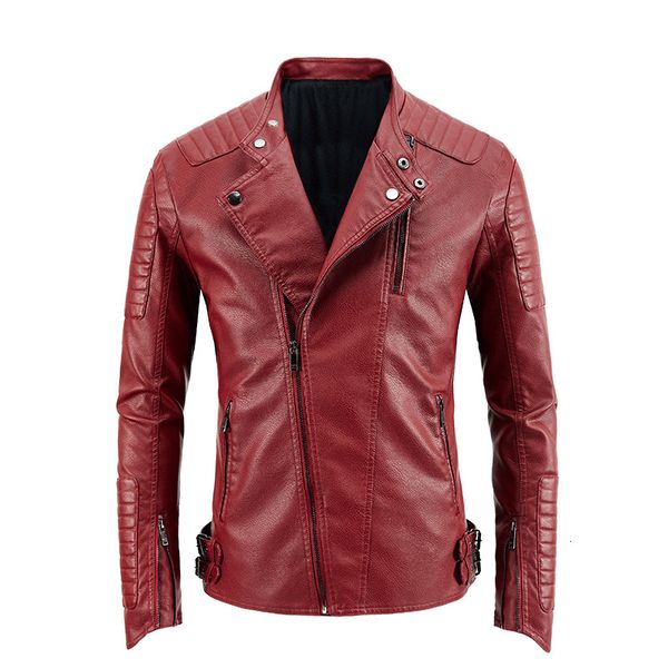 

2021 negizber locomotive leather solid color streetwear new spring male jacket hip hop lapel zipper lfp3, Black