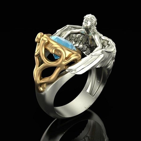

cluster rings fflacell fashion men and women two-color greek mythology bending ring suitable for banquet holiday anniversary jewelry gift, Golden;silver