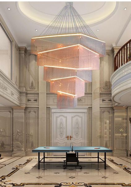 

postmodern aluminum chain chandelier tassel lamp living room dining room lamp bedroom villa l club chandelier chain led