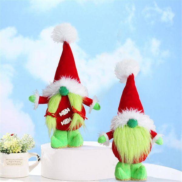 

christmas decorations green beards faceless doll holding sign dwarf ornament