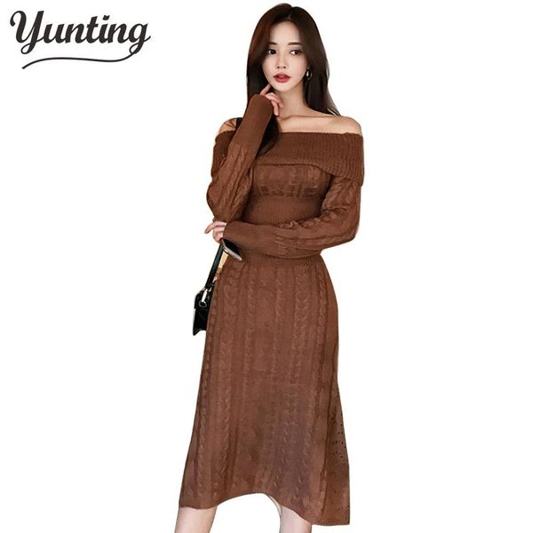 

casual dresses knitted dress 2021 women long sleeve autumn winter korean style a-line pleated vestidos de festa, Black;gray