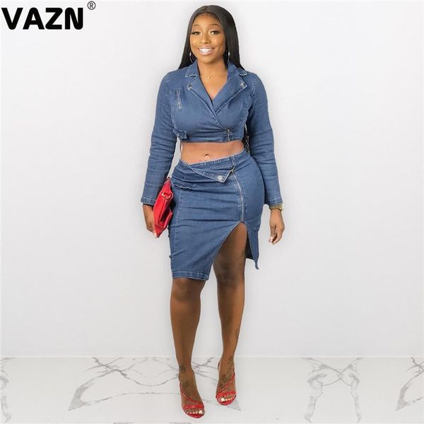 

two piece dress vazn autumn 2021 blue solid young sport wind set v-neck long sleeve short pant casual 2 sets night club elegant, White