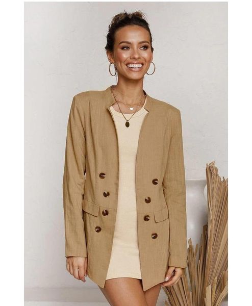 

women's suits & blazers brown jacket blazer women solid colors double breasted suit 2021 fashion office button decoration casual commut, White;black