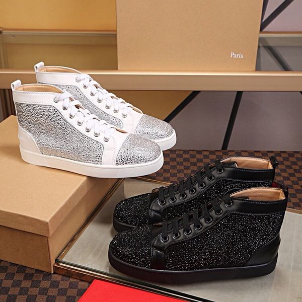 

designer men sneakers women flat casual shoes spike canvas sneakers leather sneaker womens suede spiked trainers spikes shoe with box, Black