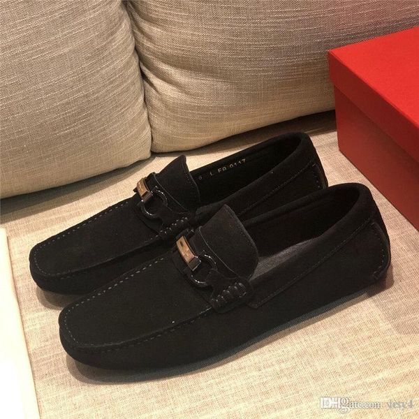 

men's casual shoes luxury genuine leather flats zapatos hombre driving loafers footwear soft moccasins men british style chaussures, Black