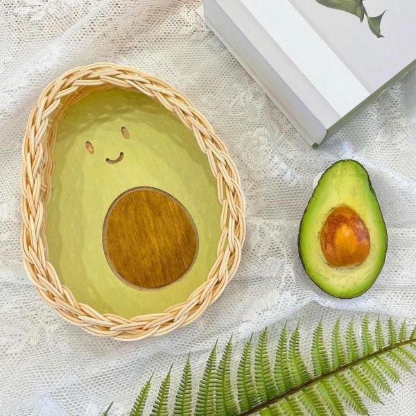 

kitchen storage & organization braid fabric avocado pattern tray dish plate tea fruit trays cosmetics jewelry oval organizer display