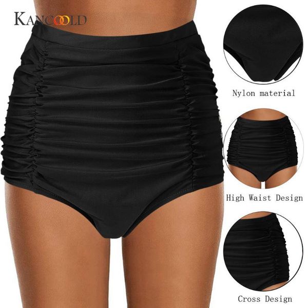 

two-piece suits kancoold solid black bottom bikini women high waisted swim swimsuit swimwear bathing 2021 female biquini cover