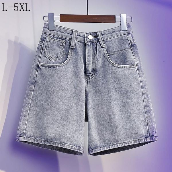 

plus size pants summer short denim jeans high waist women loose casual oversized pant fashion mujer femme trouser 2021, Black