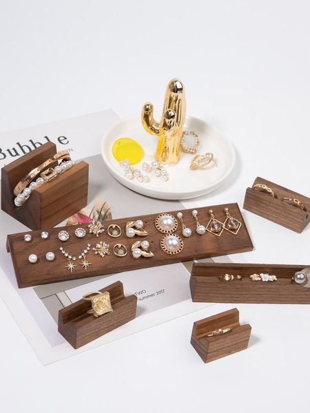 

jewelry pouches, bags solid wood rings display holder bangle stand earrings, Pink;blue