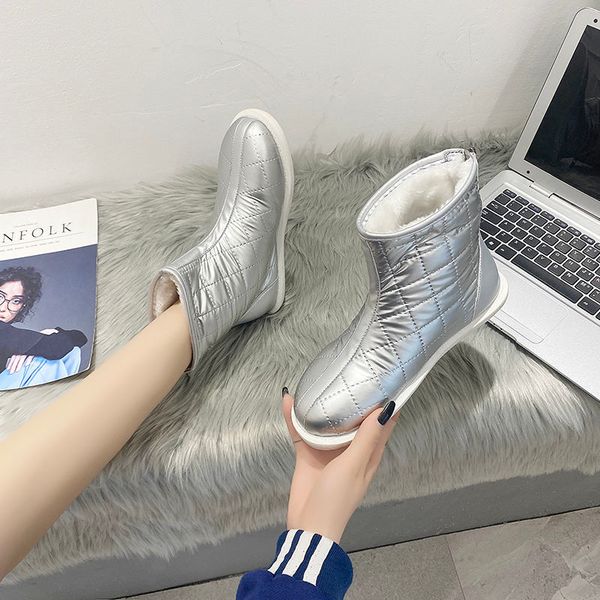 

snow boots woman2022 warm plush winter shoesankle platforms botasround toethick bottomback zipblacksilverdropshipping, Black