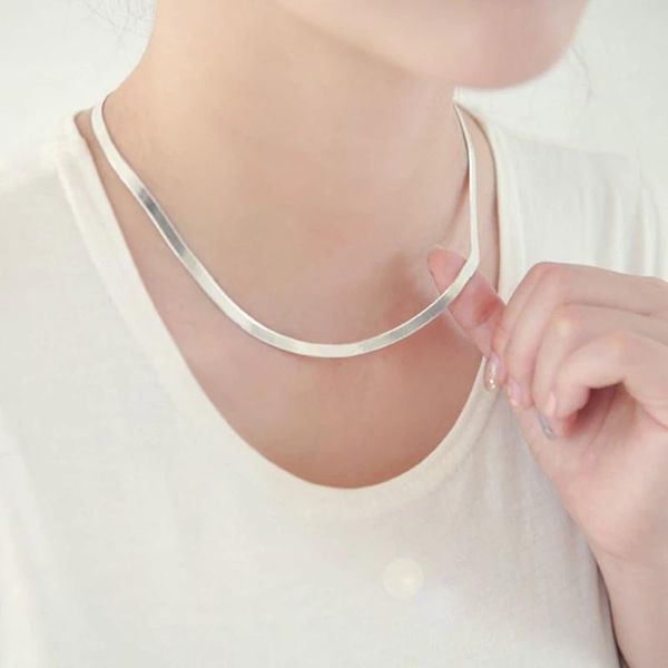 

chains 925 silver necklace 4mm snake chain men & women couple sterling jewelry blade