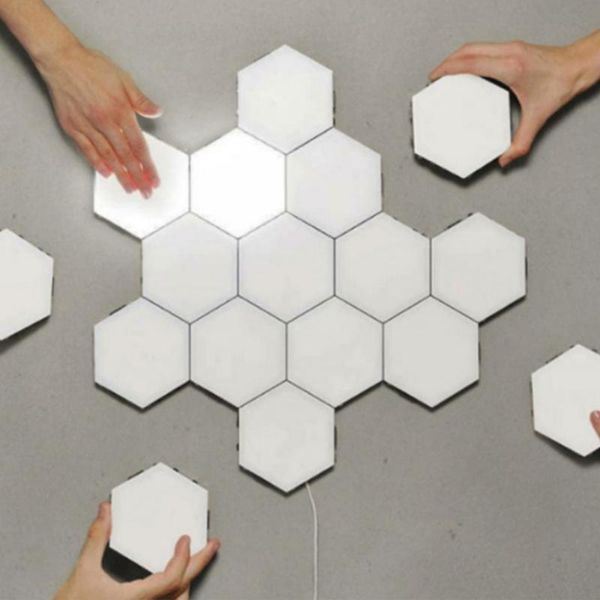

5pcs/set led quantum hexagonal wall lamp creative white led night light touch sensitive hexagonal lamps modular wall lampara
