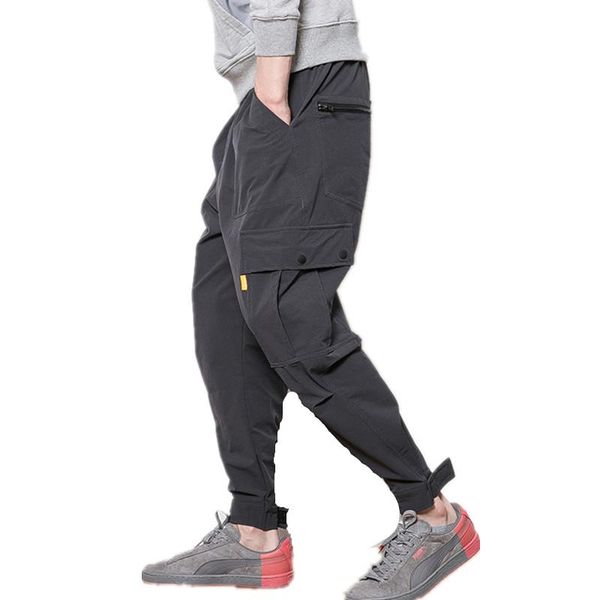 

men's pants men cargo nice mens fashion baggy tactical trouser hip hop casual cotton multi pockets streetwear sweatpants, Black