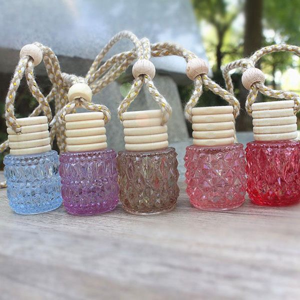 

storage bottles & jars charms perfume pendant automobile bottle essential oils diffuser 6ml cork lid hanging clear glass container 25pcs