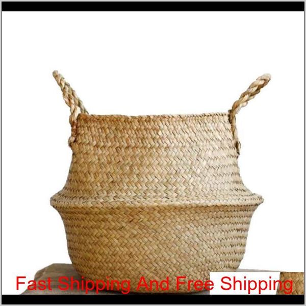 

woven seagrass basket woven seagrass tote belly basket for storage laundry picnic plant pot qylyyi mj_bag