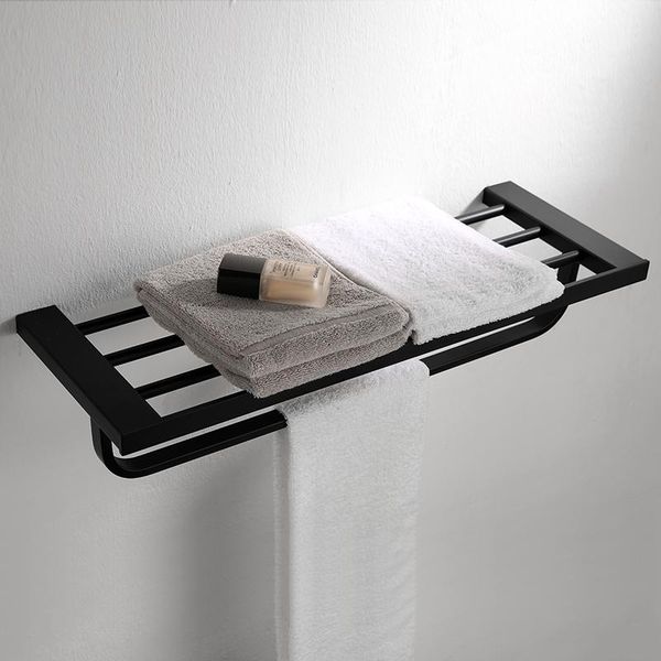 

towel racks bath holder matte black foldable wall mounted 60 cm bathroom rack 304 stainless steel shelf