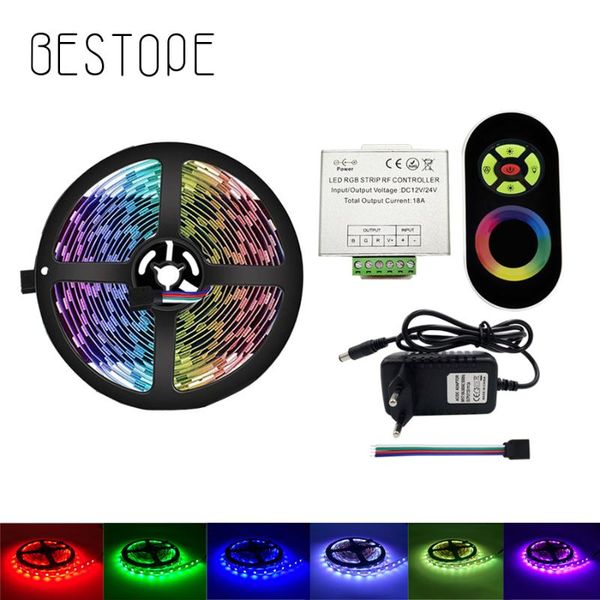 

led strip light 2835 4.5m diode led tape rgb stripe non waterproof dc 12v flexible ribbon rf controller adapter
