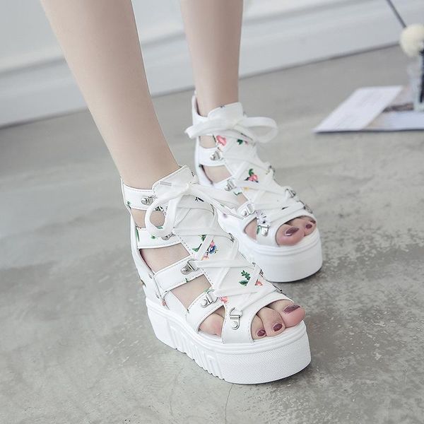 

dress shoes summer 2021 thick sandals heighten personality strap korean version of sponge cake wedge with wild open toe, Black