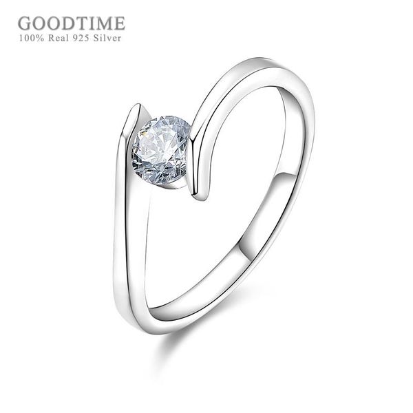 

wedding rings noble women 925 sterling silver ring inlaid zircon simulation drill bridal jewelry zirconia for girl, Slivery;golden