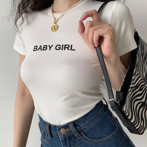 

women's t-shirt summer 2021 women crop short sleeve oversize white t shirt letter printed graphic tees 90s