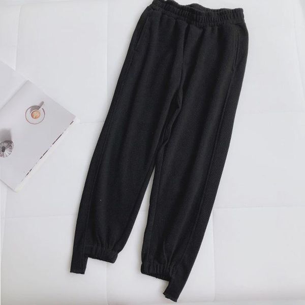 

women's pants & capris spring and autumn casual solid color loose, Black;white