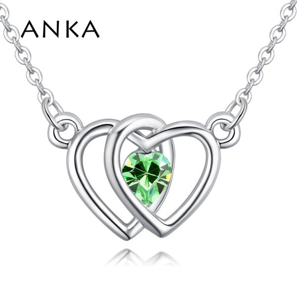 

pendant necklaces anka fashion double heart crystal pendants necklace male for great woman jewelry crystals from austria #130739, Silver
