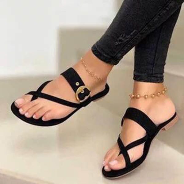 

mcckle women sandals summer shoes clip toe casual buckle ladies slides fashion beach shoes female flats slippers new flip flops, Black
