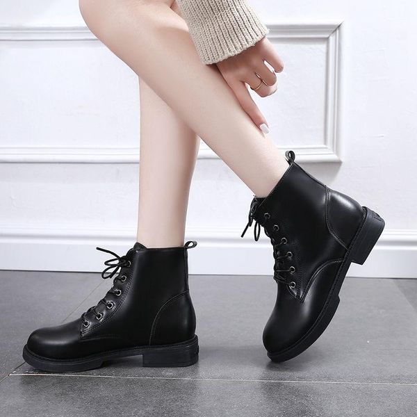 

boots drop women's autumn and winter british style short student flat non-slip net red snow, Black