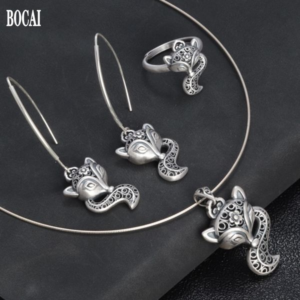 

2021 new real s990 pure sier simple fox jewelry set temperament fashion woman ring 5r3t, Silver