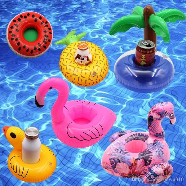 Надувной держатель чашки для напитков мультфильм держатель бутылки плавающие милый бассейн ванна игрушка для пляжной вечеринки фламингон пончик арбуз лимон XDH0303