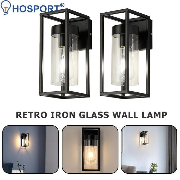 

wall lamp vintage industrial style wrought iron glass loft lamps bedside corridor restaurant pub e27 retro sconces